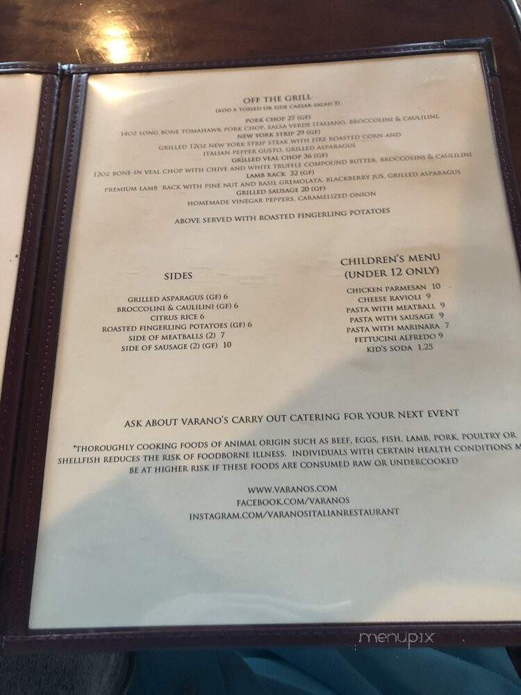 Varano's Italian Restaurants - Wells, ME menu_pic