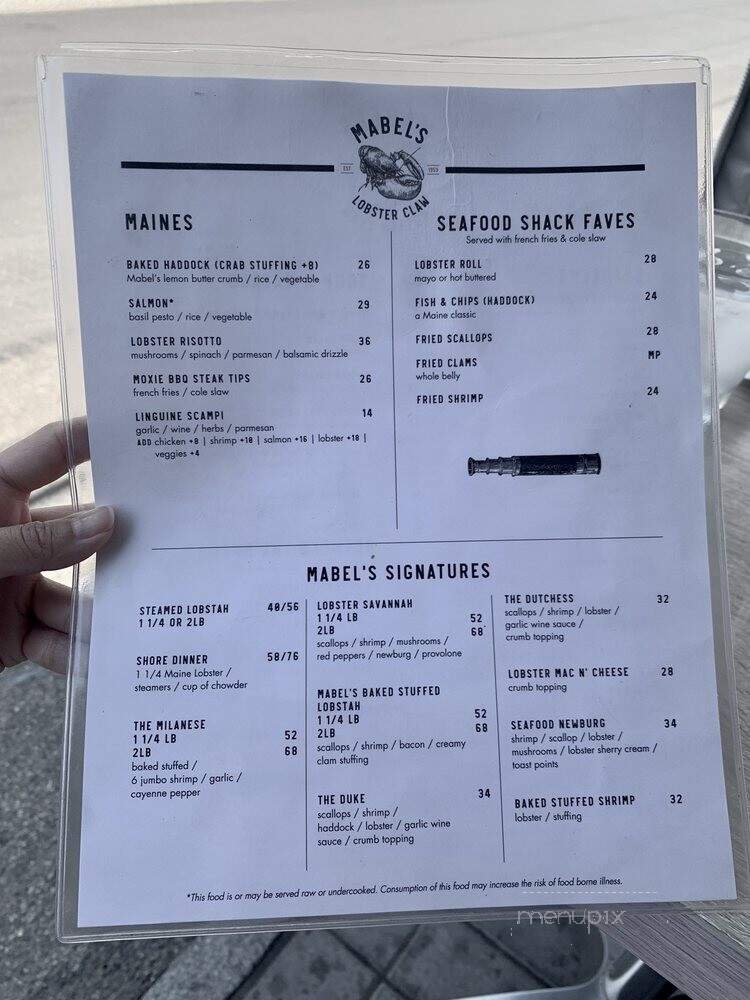 Mabels Lobster Claw - Kennebunkport, ME menu_pic