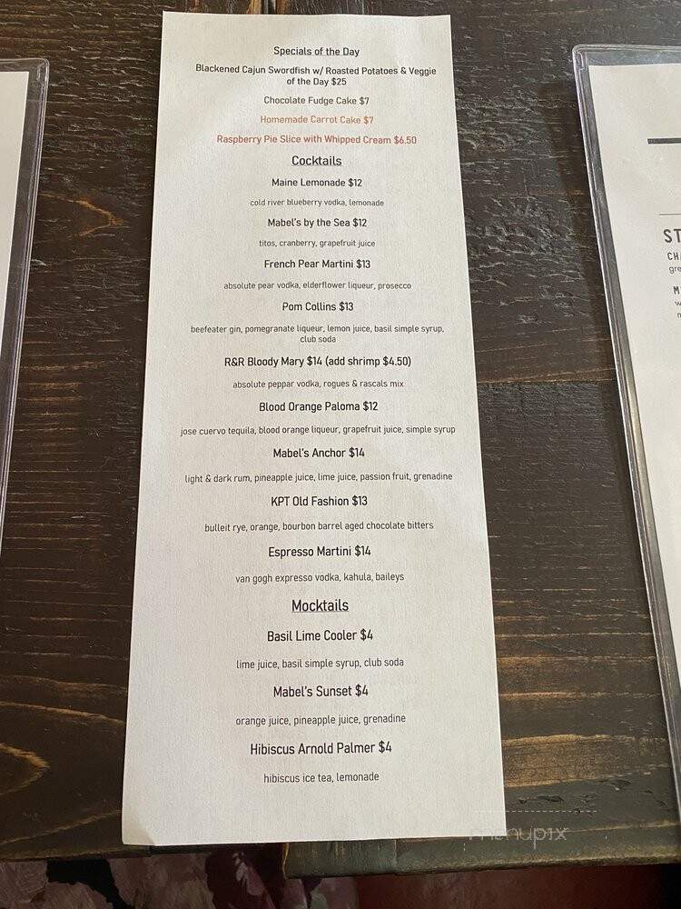 Mabels Lobster Claw - Kennebunkport, ME menu_pic