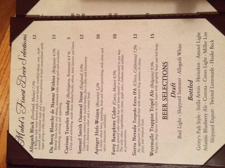 Mabels Lobster Claw - Kennebunkport, ME menu_pic