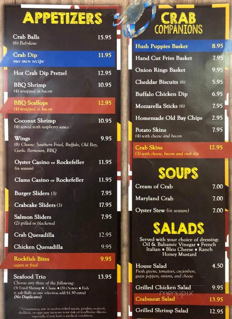 Abner's Sea Side Crab House - Chesapeake Beach, MD menu_pic