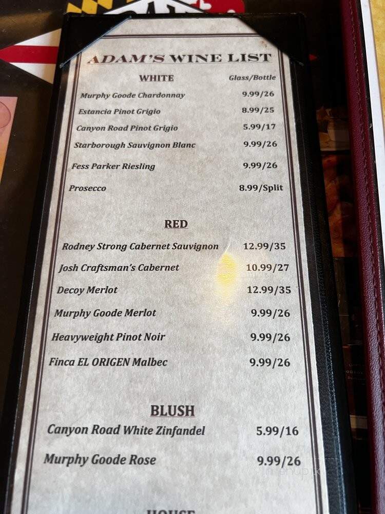 Adam's The Place For Ribs - Severna Park, MD menu_pic
