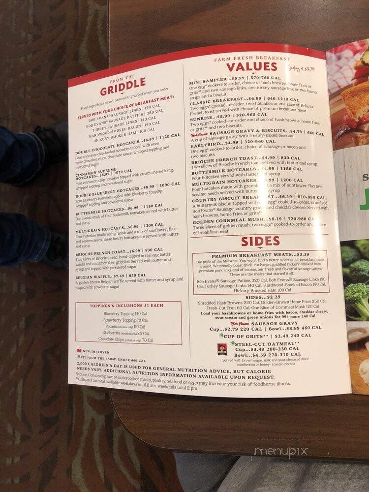 Bob Evans Restaurant - Waldorf, MD menu_pic