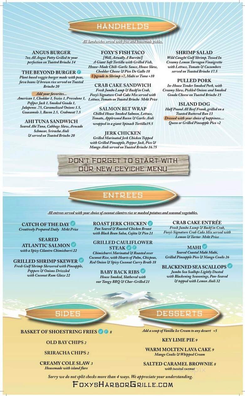 Foxy's - Saint Michaels, MD menu_pic