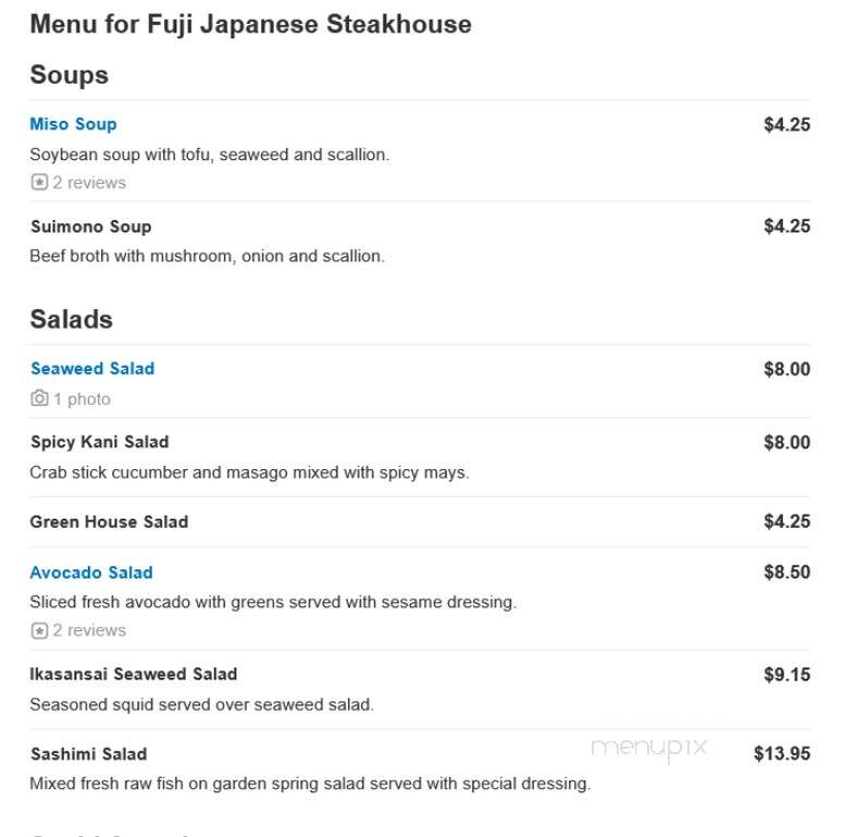 Fuji Japanese Steak Seafood Hs - Edgewater, MD menu_pic