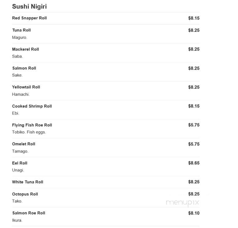 Fuji Japanese Steak Seafood Hs - Edgewater, MD menu_pic