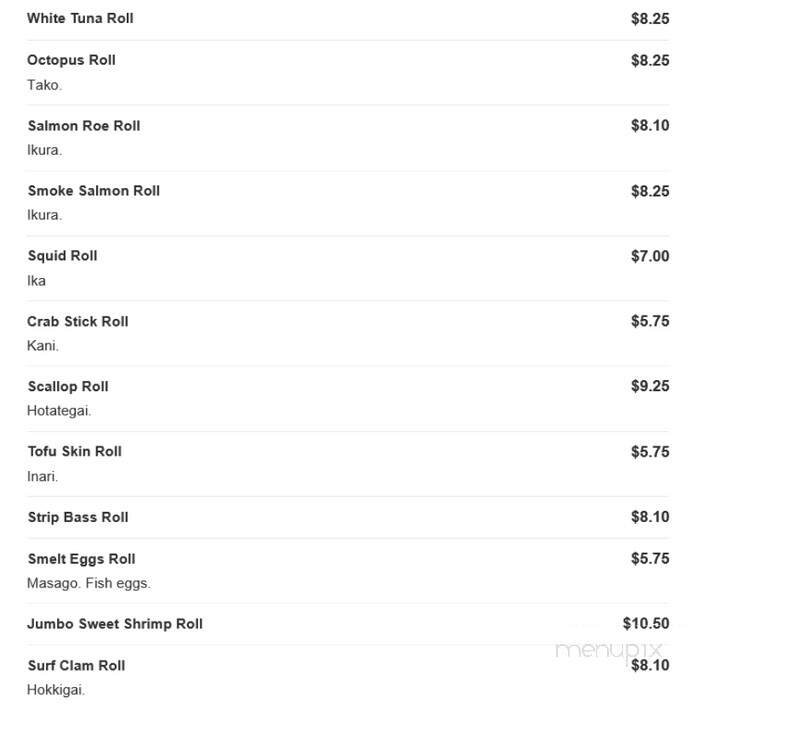 Fuji Japanese Steak Seafood Hs - Edgewater, MD menu_pic
