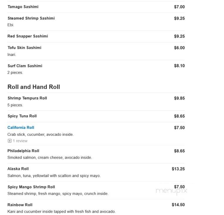 Fuji Japanese Steak Seafood Hs - Edgewater, MD menu_pic