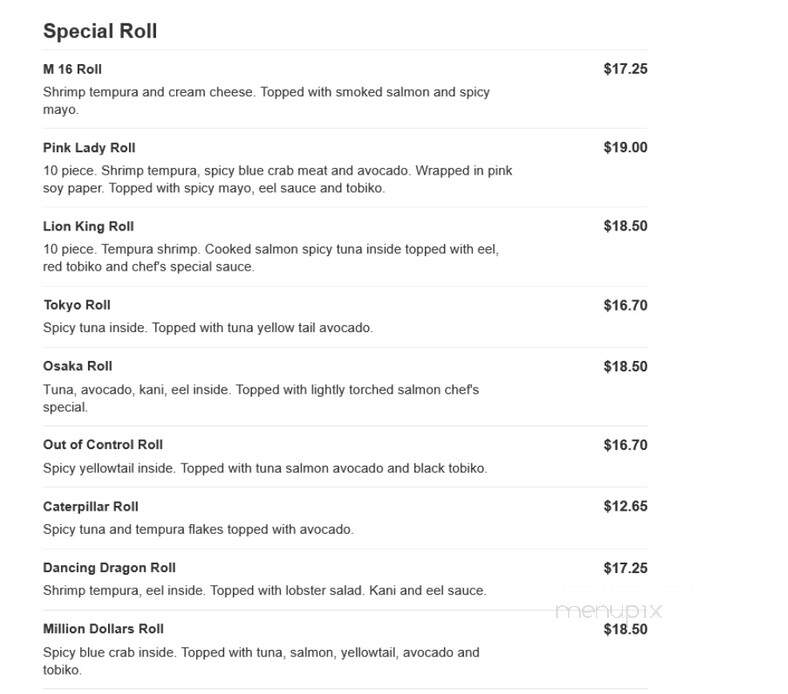 Fuji Japanese Steak Seafood Hs - Edgewater, MD menu_pic