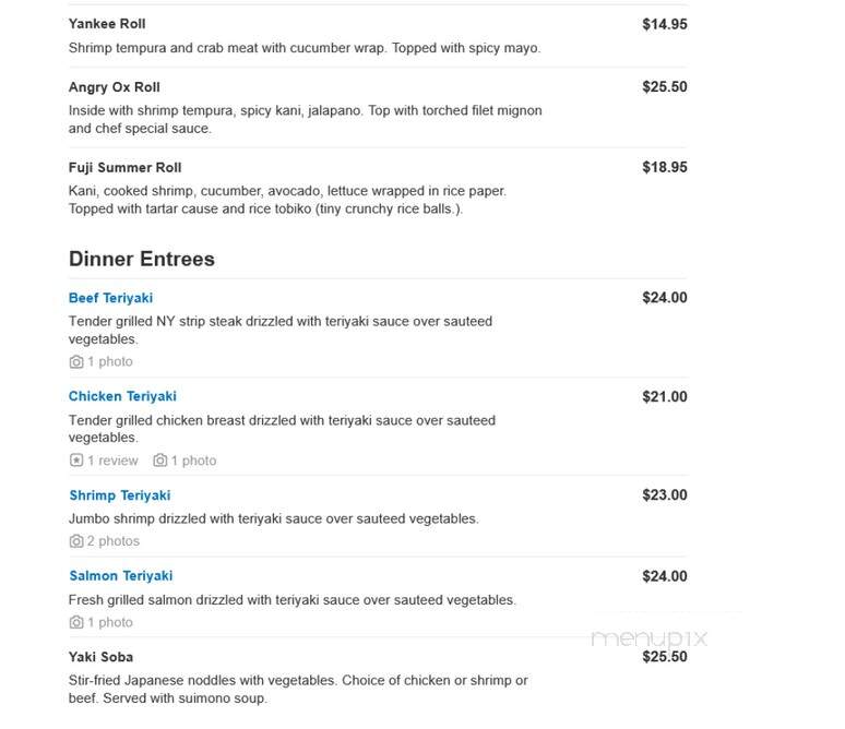 Fuji Japanese Steak Seafood Hs - Edgewater, MD menu_pic