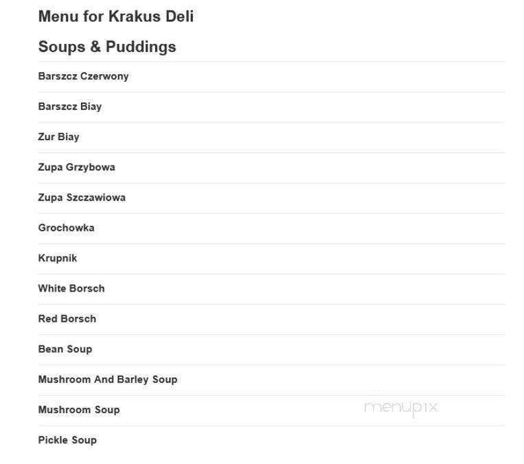 Krakus Deli - Baltimore, MD menu_pic