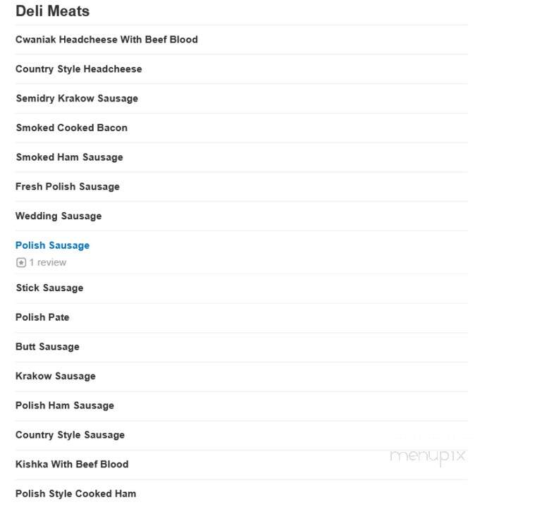 Krakus Deli - Baltimore, MD menu_pic