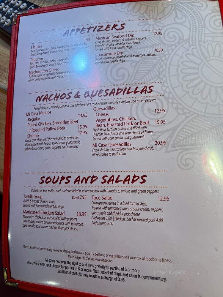 Mi Casa Mexican Restaurant - Ellicott City, MD menu_pic
