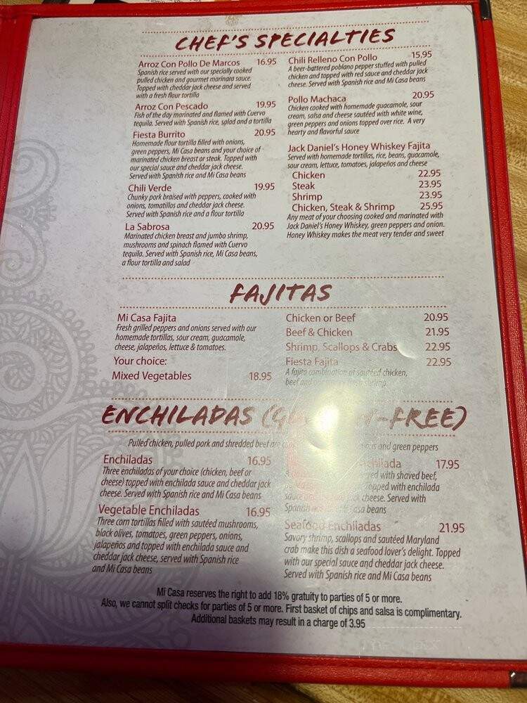 Mi Casa Mexican Restaurant - Ellicott City, MD menu_pic