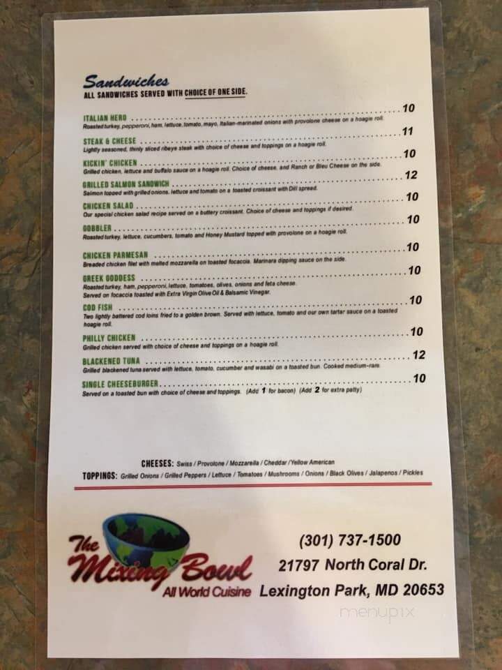 Mixing Bowl - Lexington Park, MD menu_pic