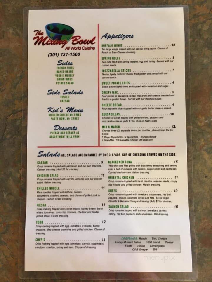 Mixing Bowl - Lexington Park, MD menu_pic