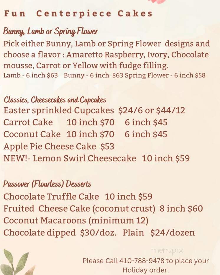 Sugarbakers - Catonsville, MD menu_pic