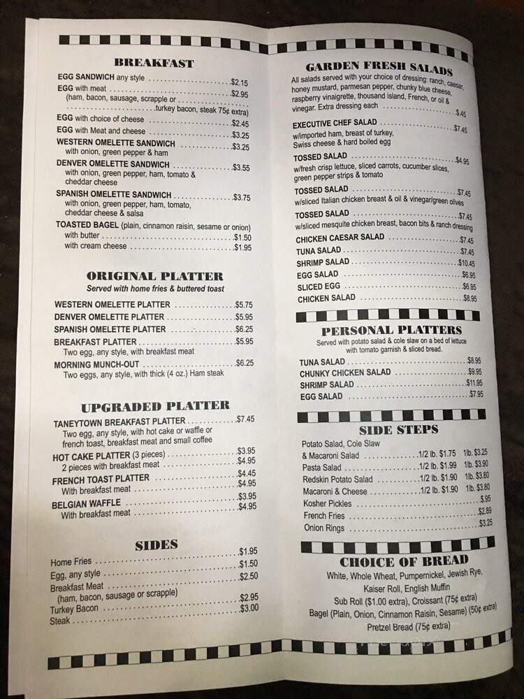Taneytown Deli & Sandwich Shopp - Catonsville, MD menu_pic