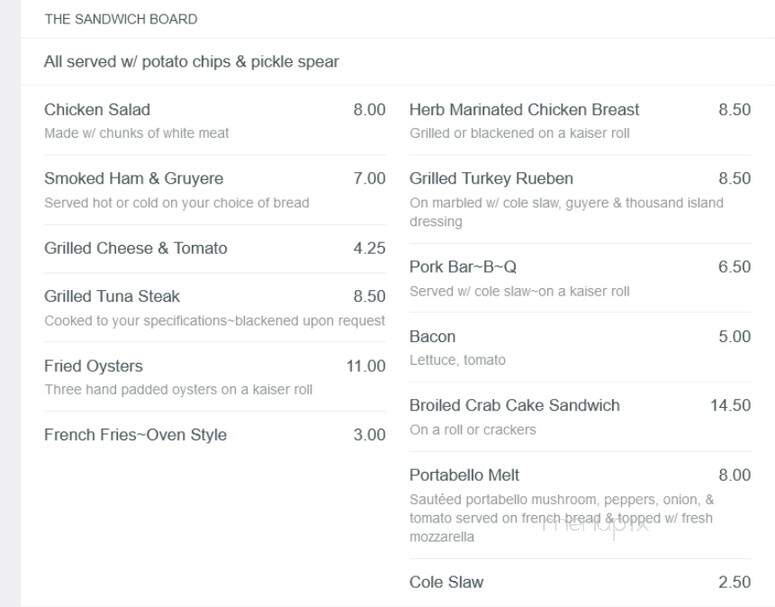 Union Hotel Restaurant - Port Deposit, MD menu_pic