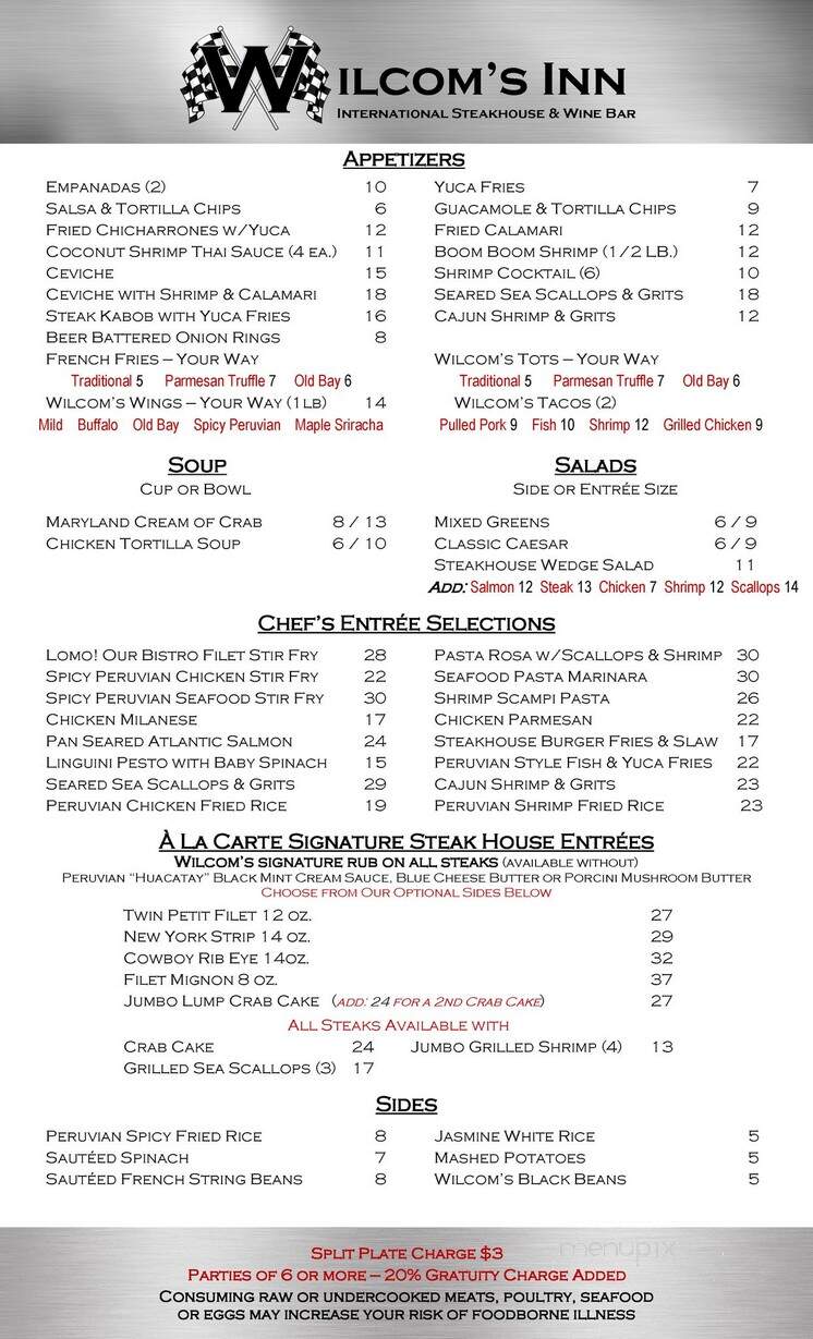 Wilcoms Inn - Monrovia, MD menu_pic
