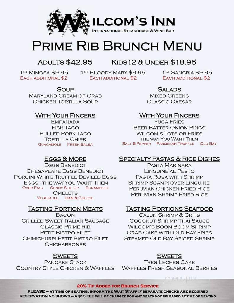 Wilcoms Inn - Monrovia, MD menu_pic