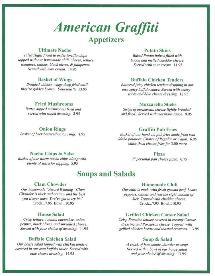 American Graffiti - Lunenburg, MA menu_pic
