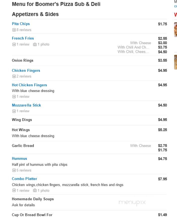 Boomers Sub & Deli - Worcester, MA menu_pic
