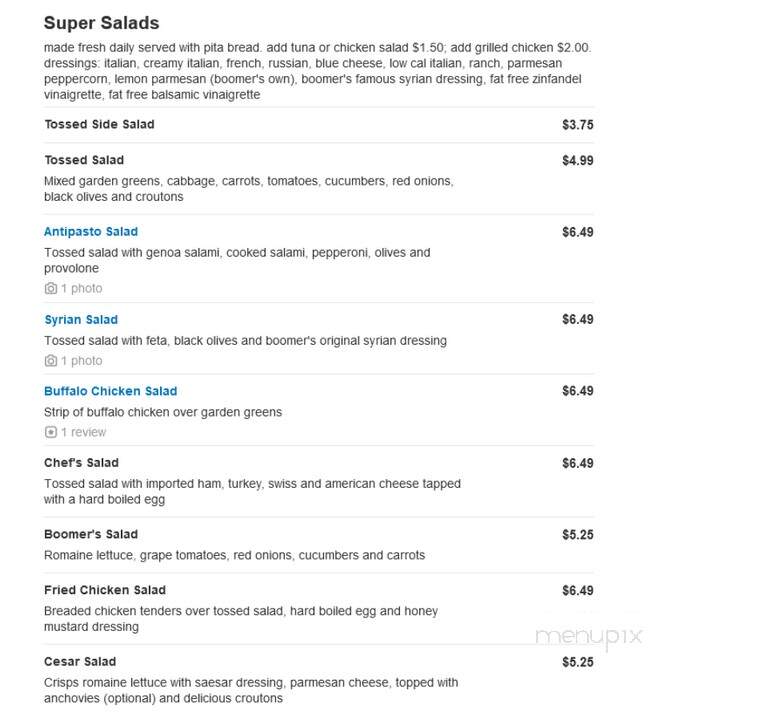 Boomers Sub & Deli - Worcester, MA menu_pic