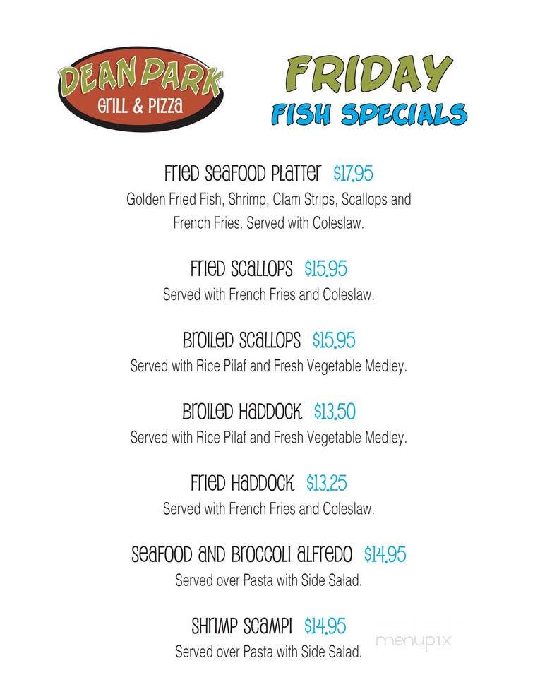 Dean Park Pizza - Shrewsbury, MA menu_pic