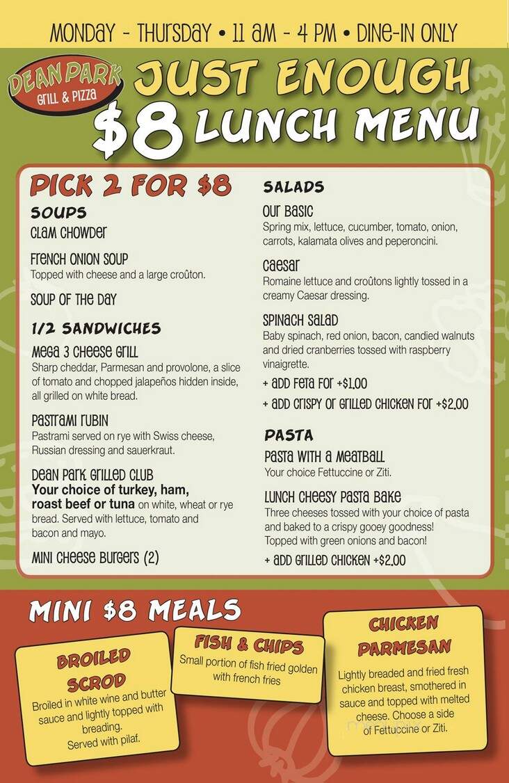 Dean Park Pizza - Shrewsbury, MA menu_pic