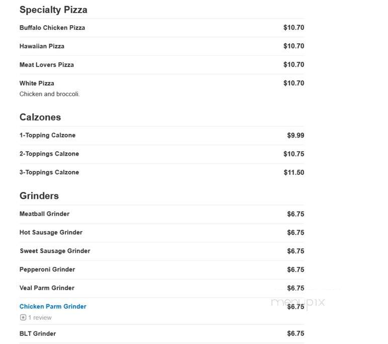 Frankie & Johnnie's Pizza - Springfield, MA menu_pic