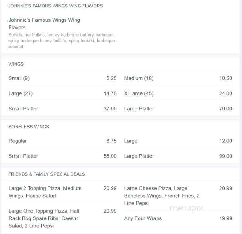 Johnny's Pizza & Smokehouse - Newton, MA menu_pic
