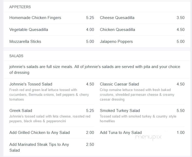 Johnny's Pizza & Smokehouse - Newton, MA menu_pic