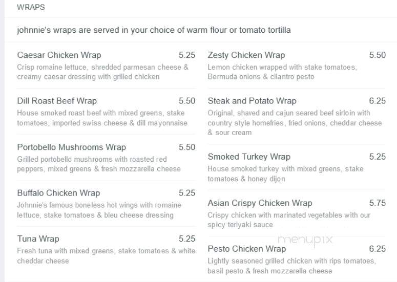 Johnny's Pizza & Smokehouse - Newton, MA menu_pic