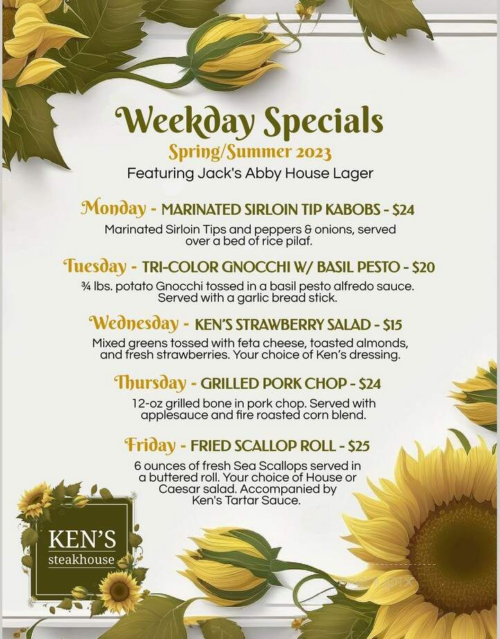Ken's Steak House - Framingham, MA menu_pic