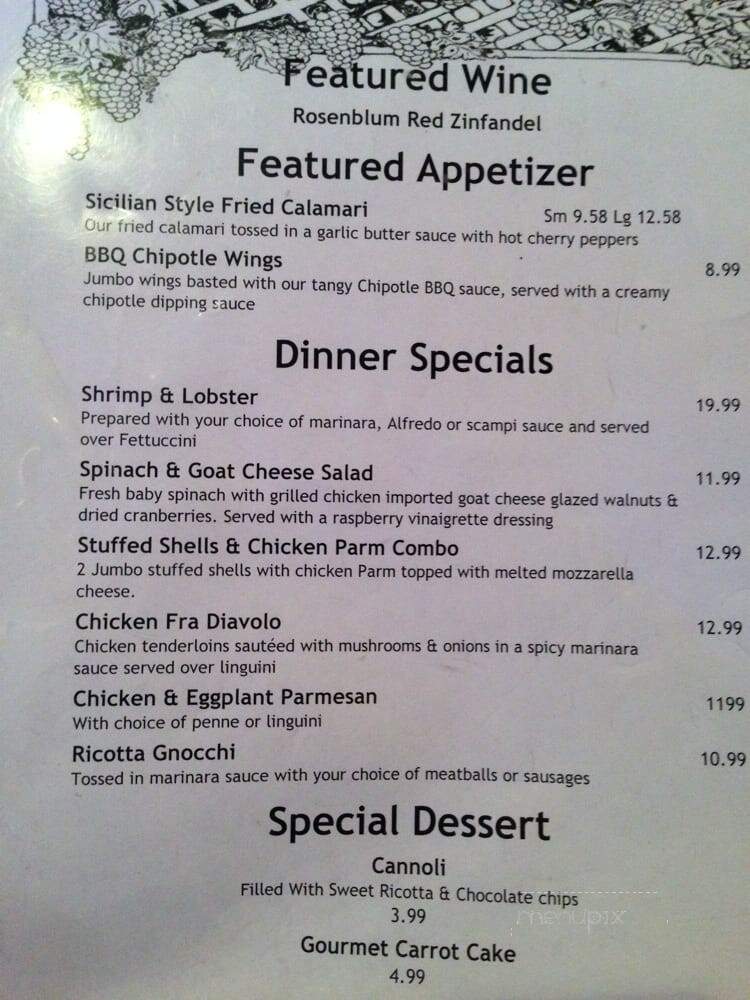 Mangia Mangia Italian Kitchen - Billerica, MA menu_pic
