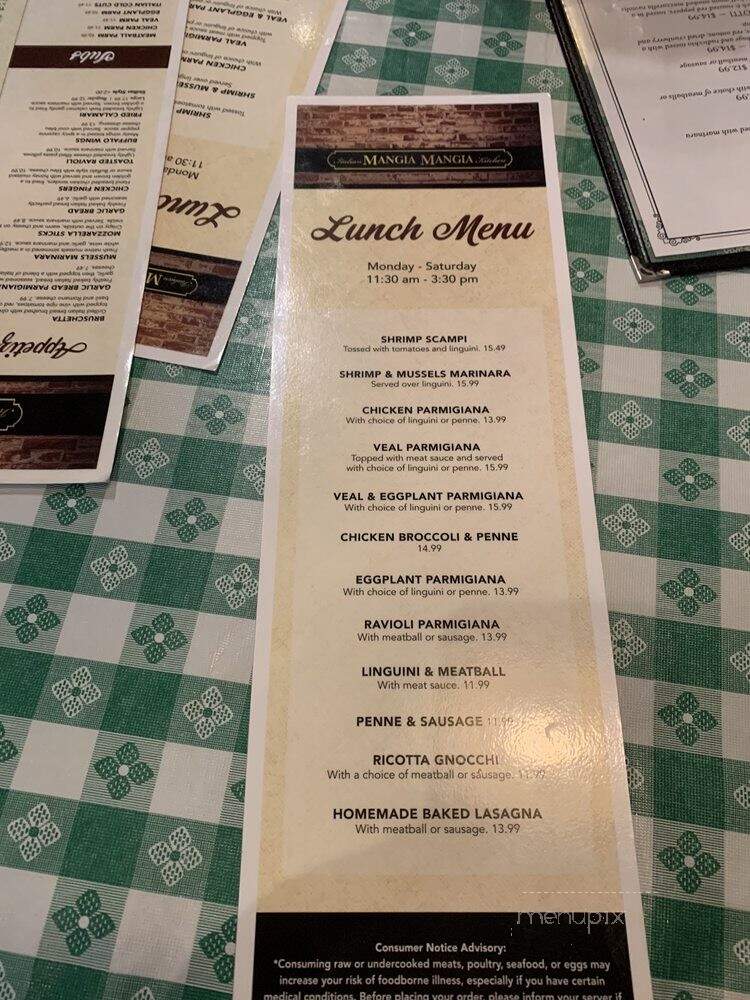Mangia Mangia Italian Kitchen - Billerica, MA menu_pic