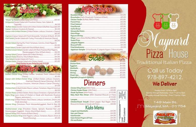 Maynard Pizza House - Maynard, MA menu_pic
