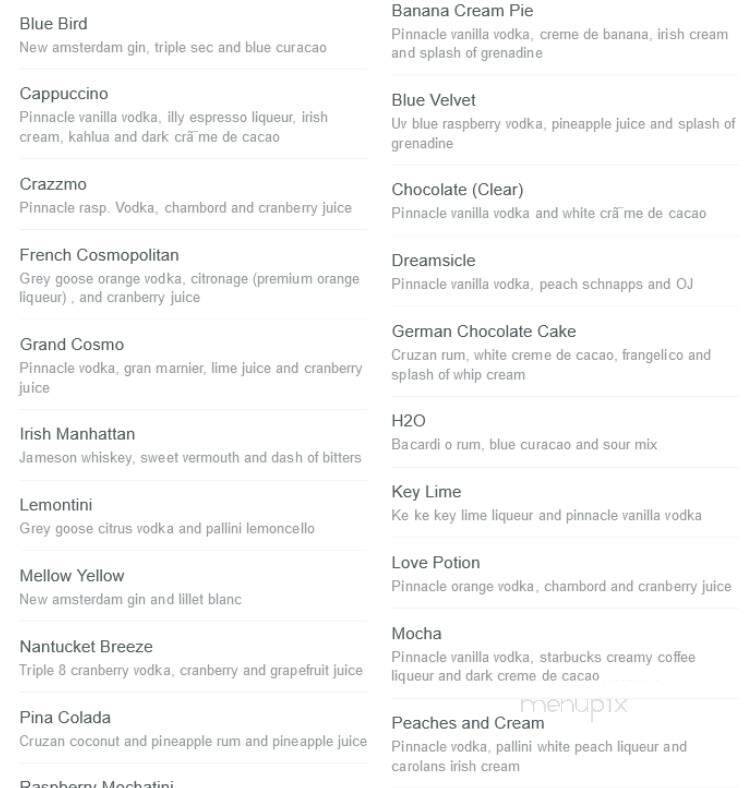 Mocking Bird - East Bridgewater, MA menu_pic