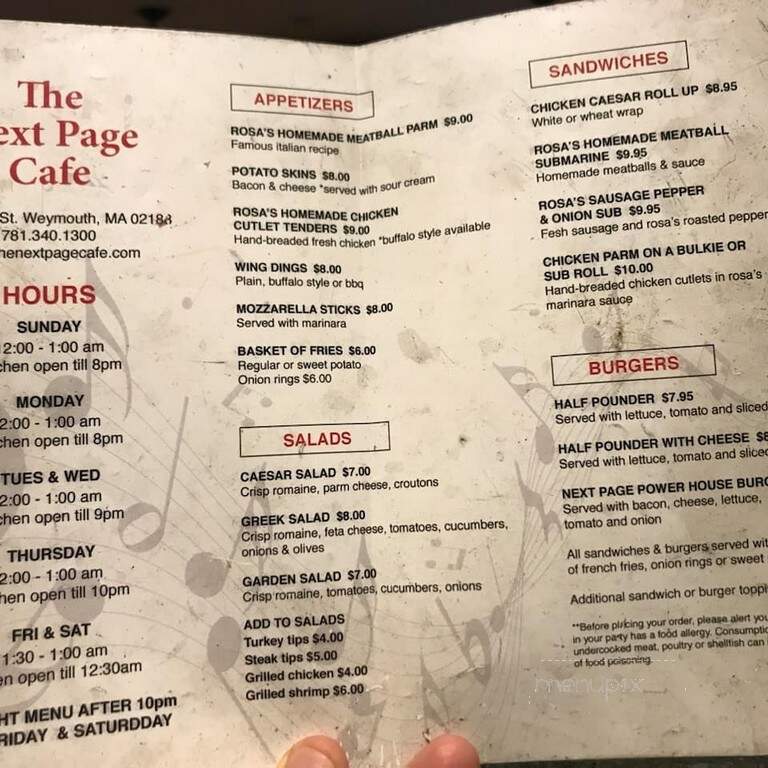 Next Page Cafe - Weymouth, MA menu_pic