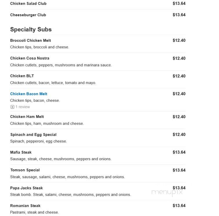 Papa Jacks - Revere, MA menu_pic