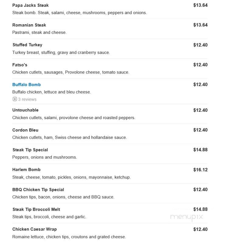 Papa Jacks - Revere, MA menu_pic