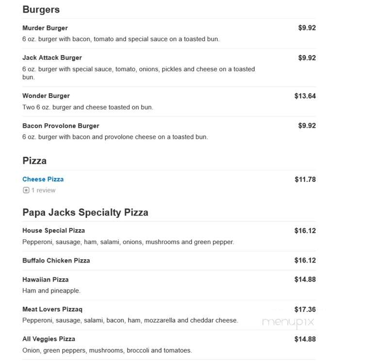 Papa Jacks - Revere, MA menu_pic