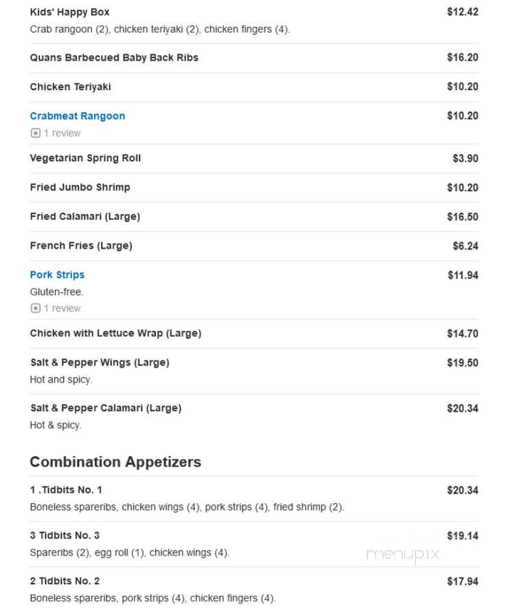 Quan's Kitchen - Weymouth, MA menu_pic