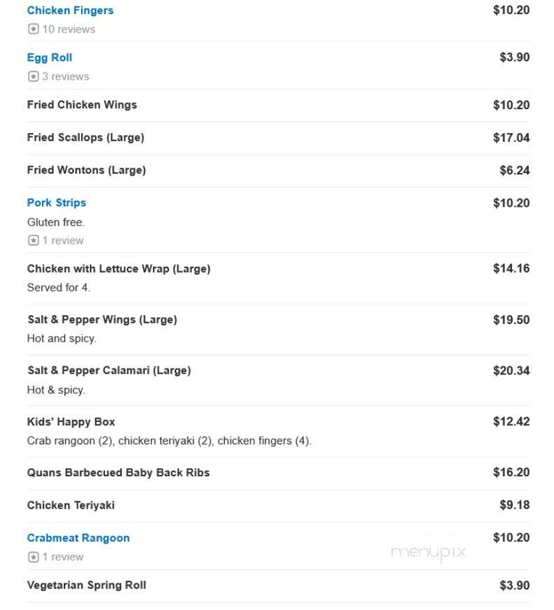 Quan's Kitchen - Weymouth, MA menu_pic