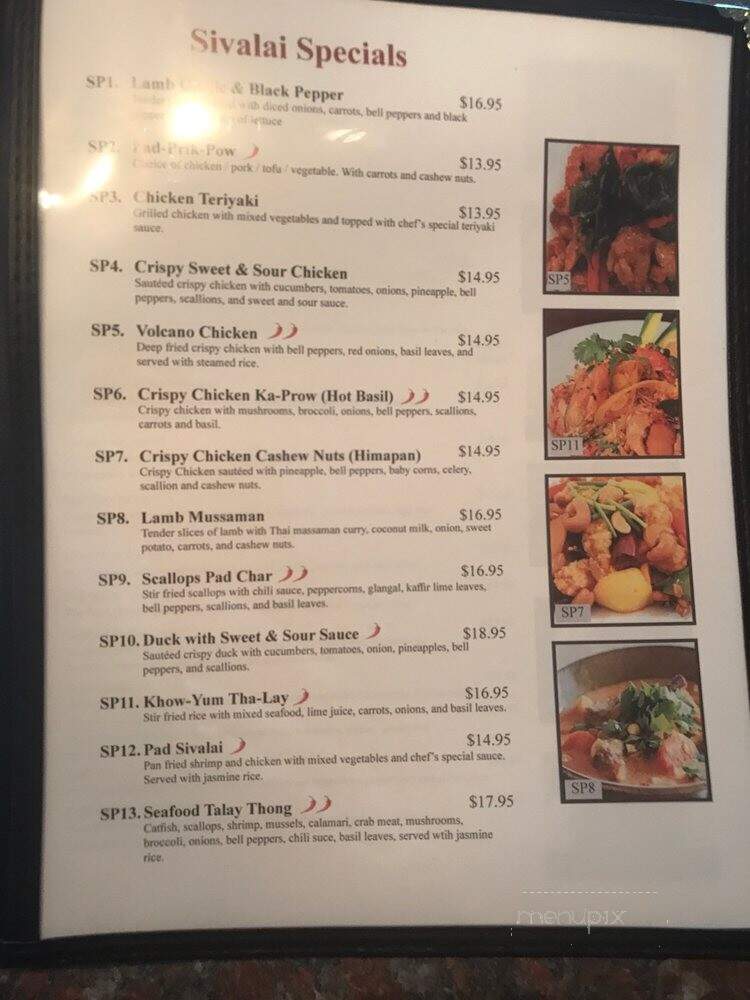 Sivalai Thai Cuisine - Fairhaven, MA menu_pic