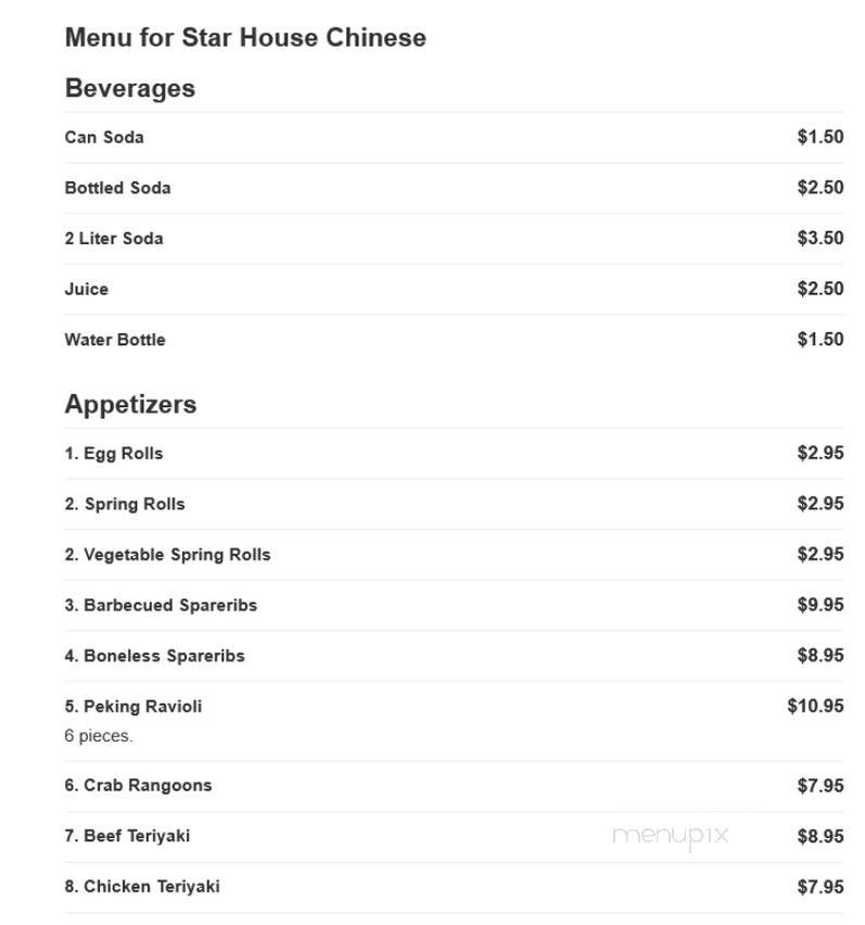 Star House Chinese Restaurant - Framingham, MA menu_pic