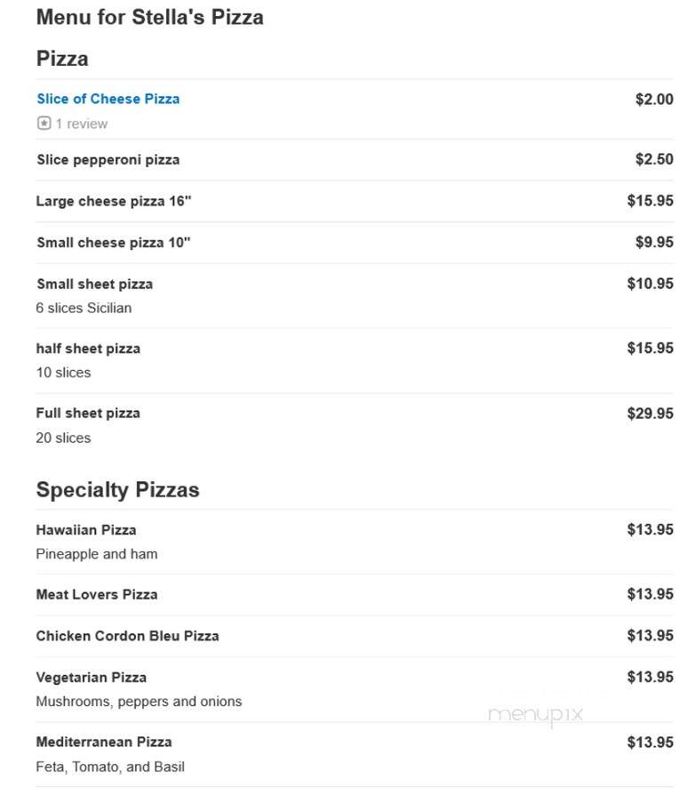 Stella Pizza - Brockton, MA menu_pic