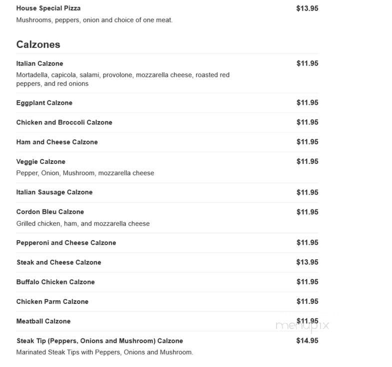 Stella Pizza - Brockton, MA menu_pic