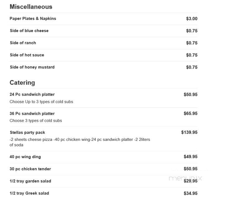 Stella Pizza - Brockton, MA menu_pic